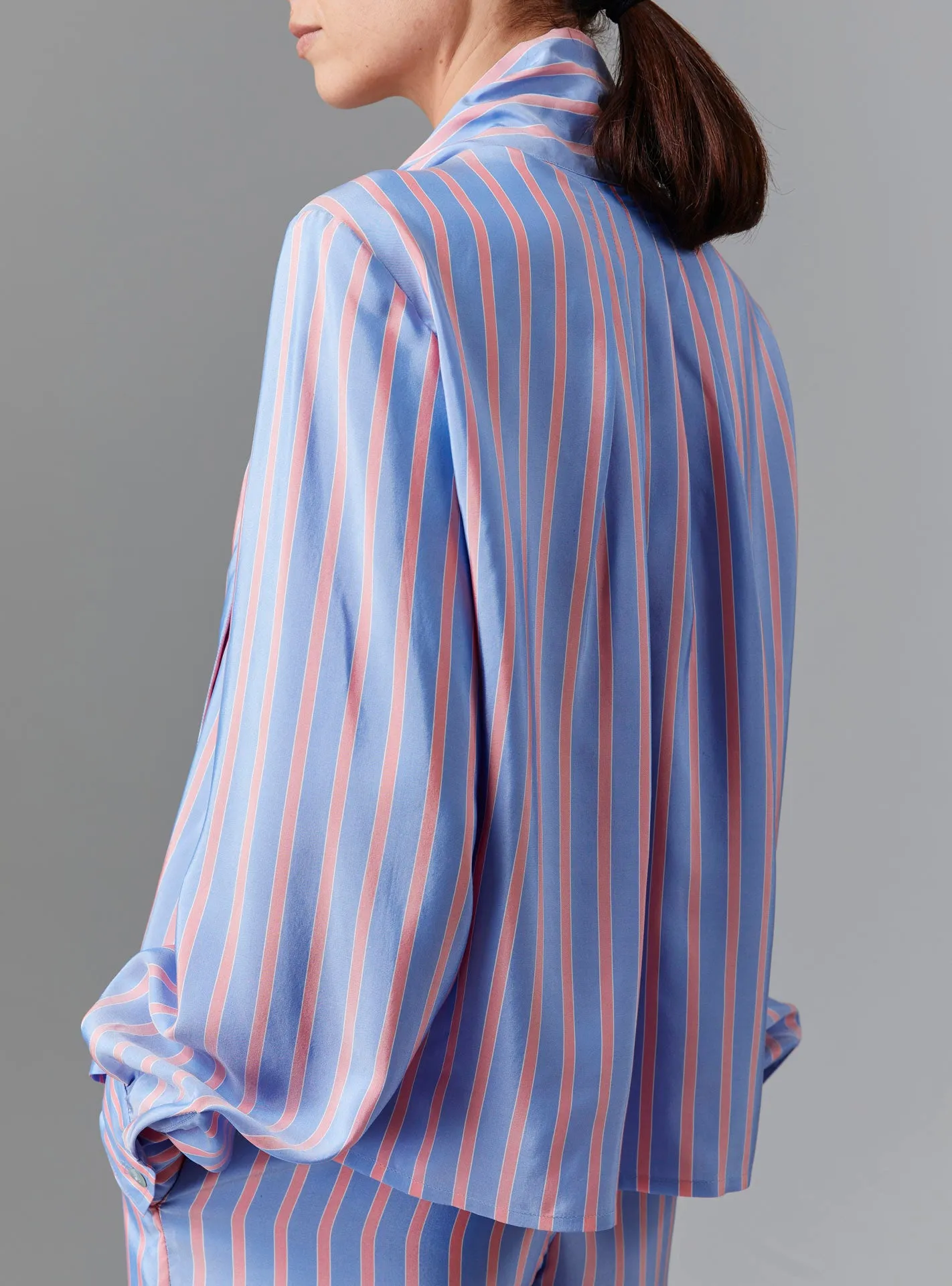 Alba Blouse - Silk Road Stripes - Heaven Blue / Pink