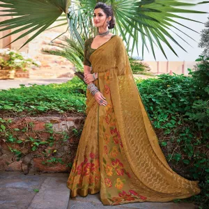 Beige Festive Wear Woven Brasso Saree