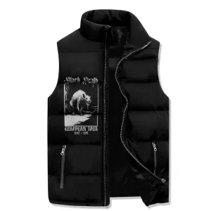 Black Death Rat Casual Zip Warm Vest Top