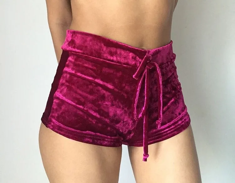 Candy Color Flannel Draped Draw String Sports Shorts