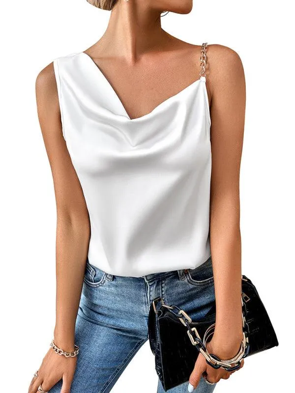 Chic Asymmetrical Chain Strap Top for Sophisticated Nights