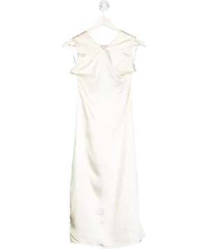 Club L Cream Dazzling Satin Cross Over Halter Neck Midi Dress UK 6