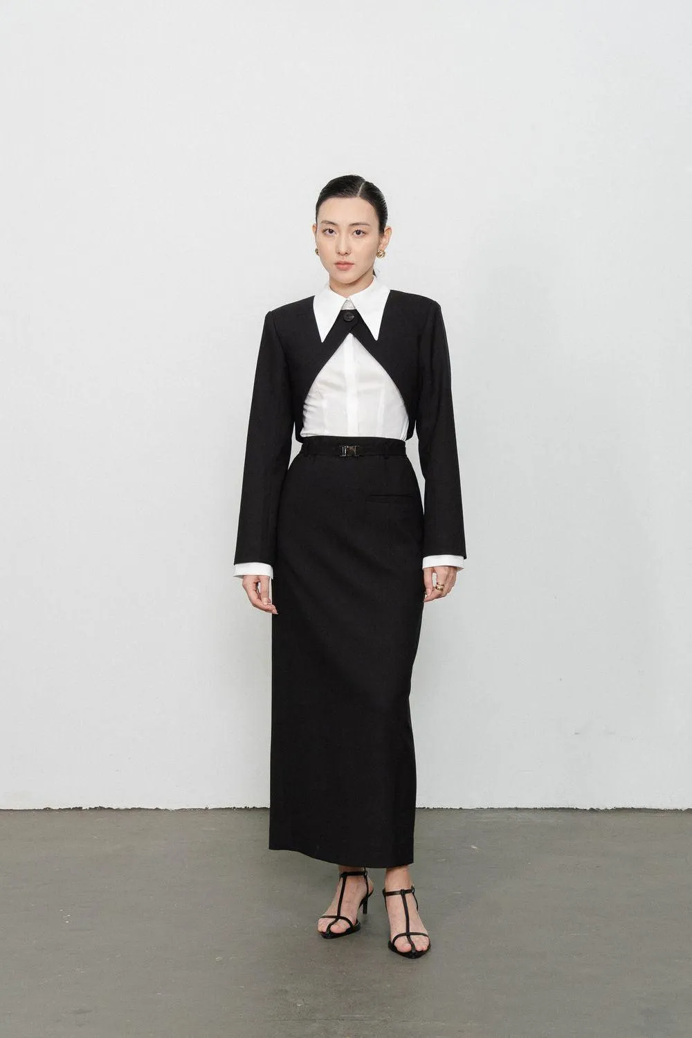 Dakota Sheath Welt Pocket Wool Ankle Length Skirt
