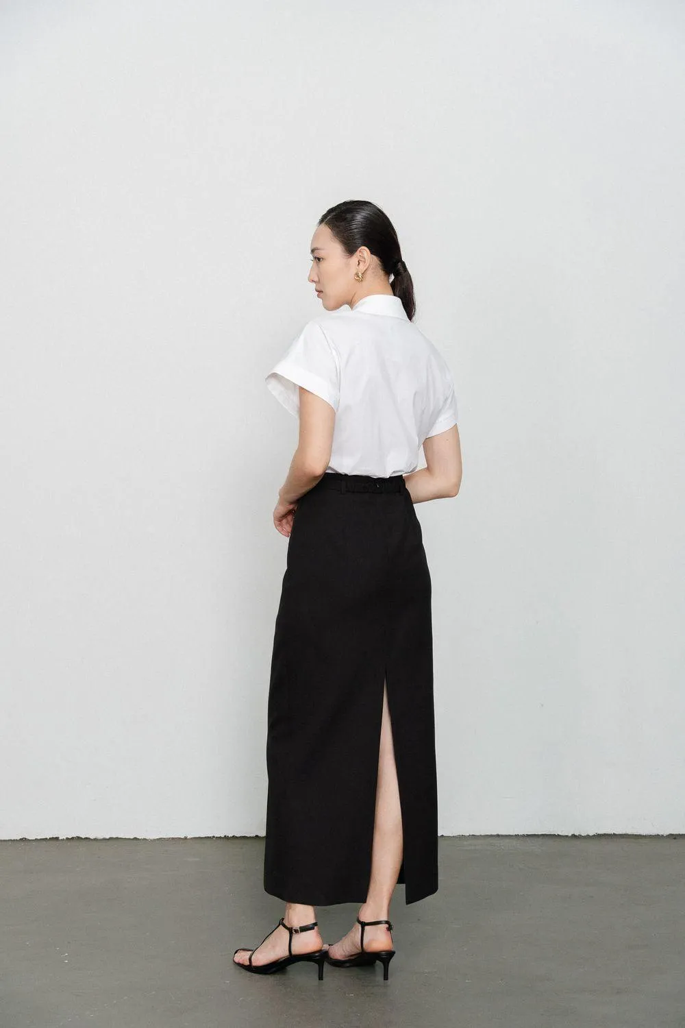 Dakota Sheath Welt Pocket Wool Ankle Length Skirt