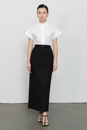 Dakota Sheath Welt Pocket Wool Ankle Length Skirt