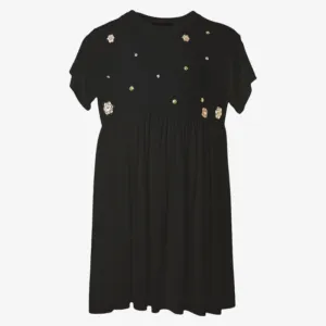 Embroidered Star Dress - Black