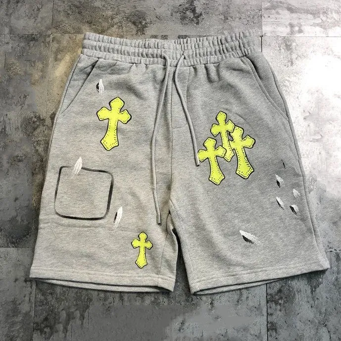 Fashion cross-print casual shorts