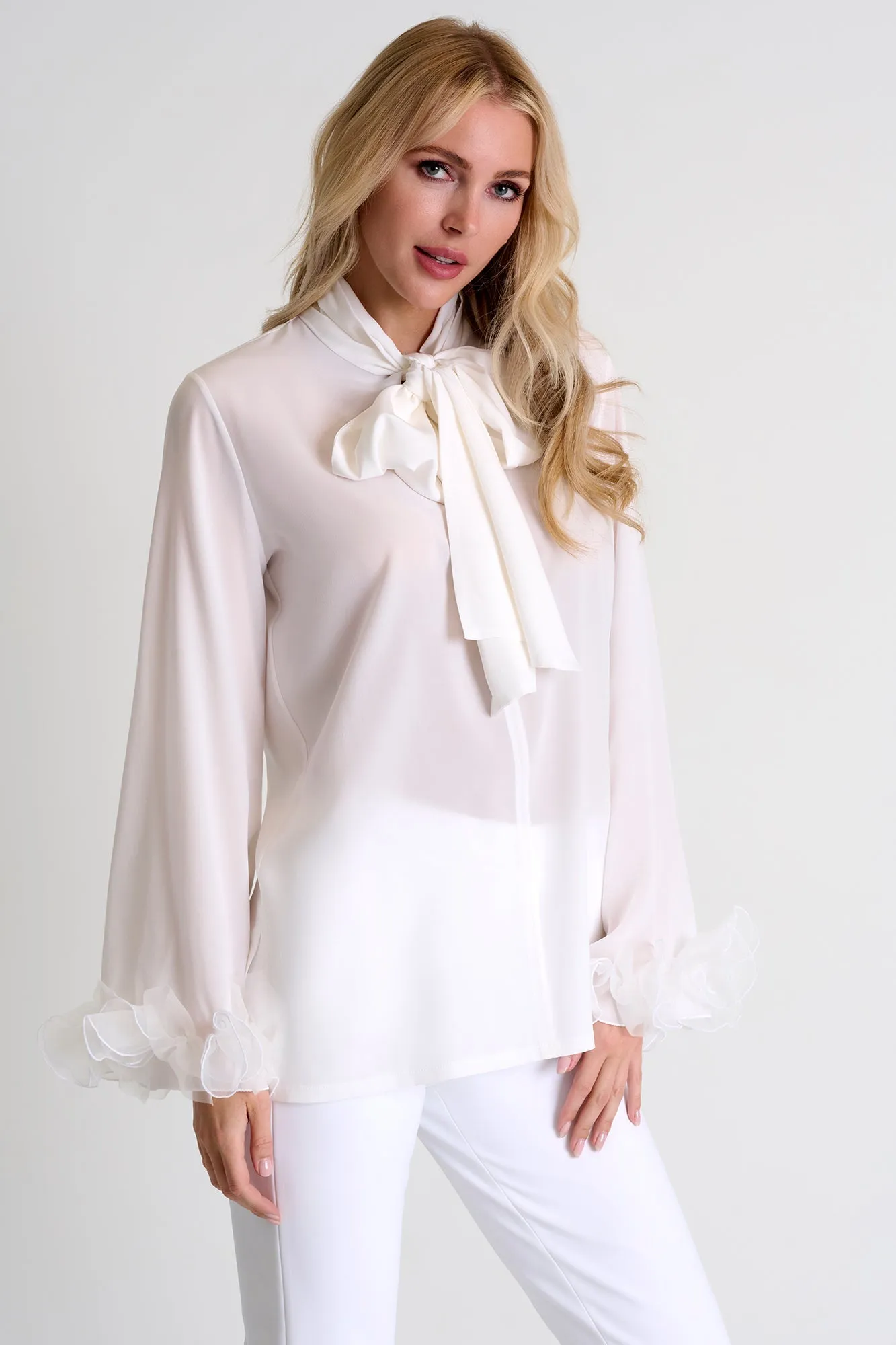 Glamorous Silk Blouse With Bow - 52451-62-000