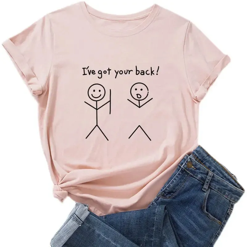 I've Got Your Back" Women's Crew Neck Cotton T-Shirt | Casual Short Sleeve, Loose Fit Graphic Tee