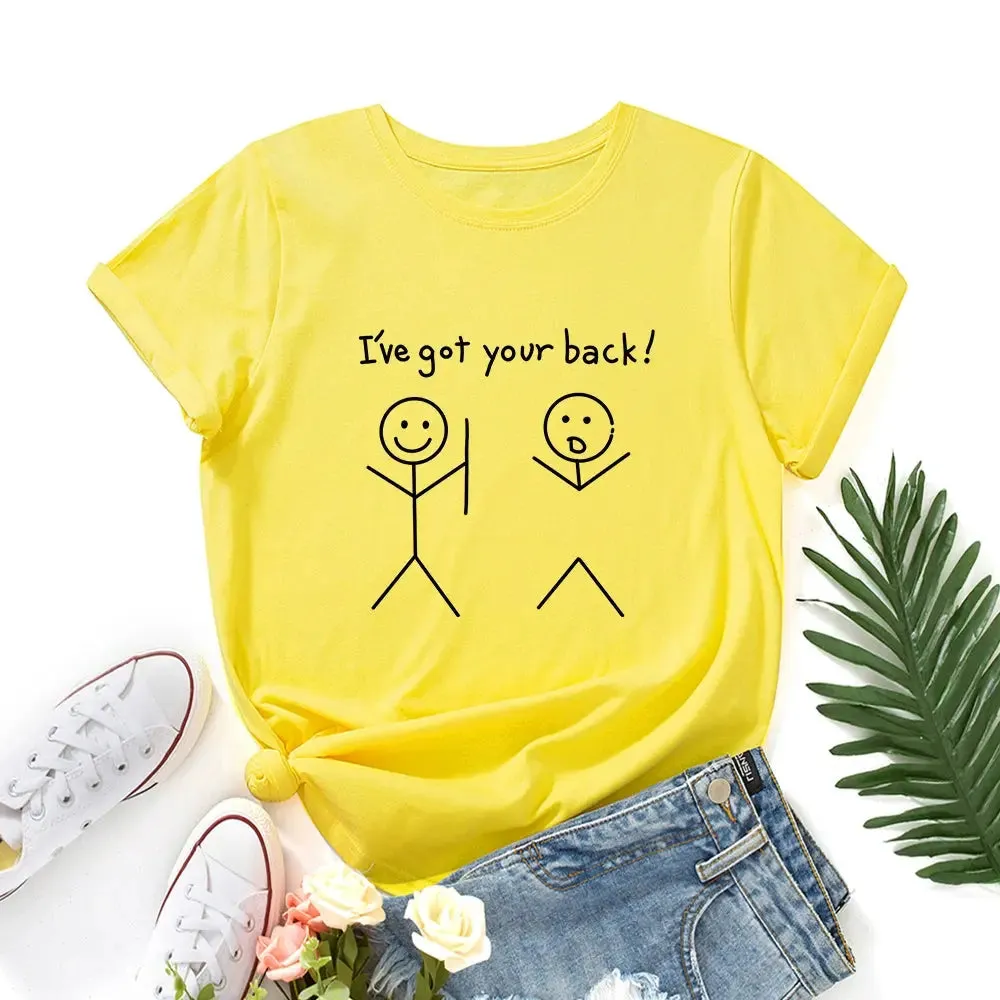 I've Got Your Back" Women's Crew Neck Cotton T-Shirt | Casual Short Sleeve, Loose Fit Graphic Tee