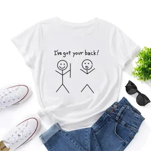 I've Got Your Back" Women's Crew Neck Cotton T-Shirt | Casual Short Sleeve, Loose Fit Graphic Tee