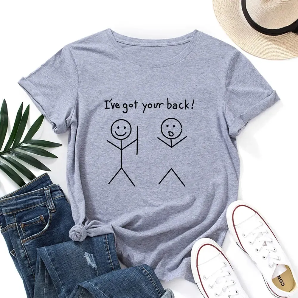I've Got Your Back" Women's Crew Neck Cotton T-Shirt | Casual Short Sleeve, Loose Fit Graphic Tee
