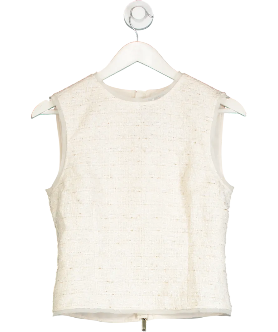 Karen Millen Cream Metallic Boucle Georgette Mix Tailored Top UK 8
