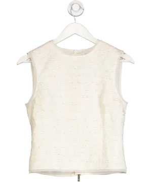 Karen Millen Cream Metallic Boucle Georgette Mix Tailored Top UK 8