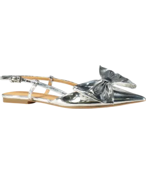 Karen Millen Metallic Pu Bow Detail Flat Pumps UK 5 EU 38 👠