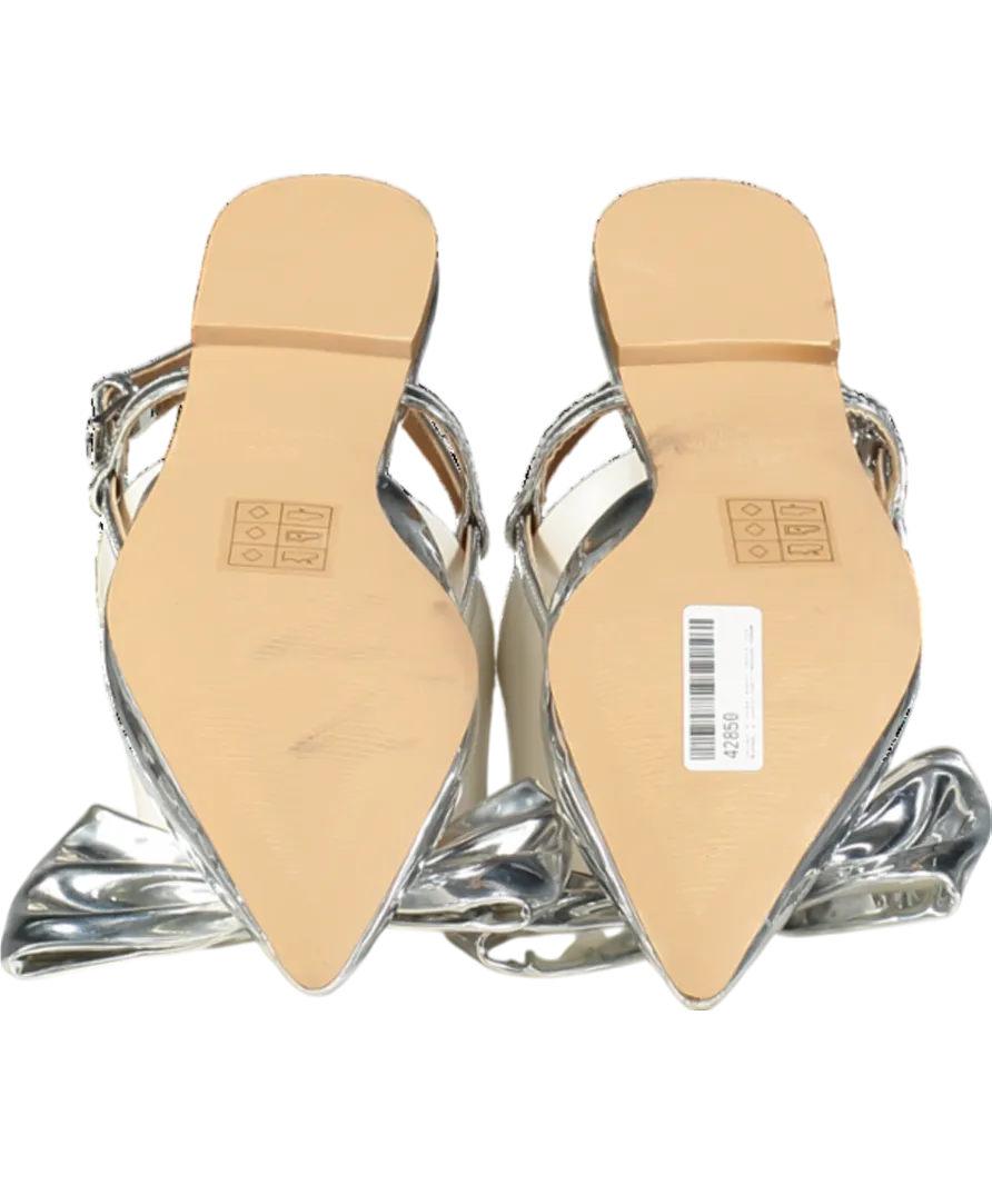 Karen Millen Metallic Pu Bow Detail Flat Pumps UK 5 EU 38 👠