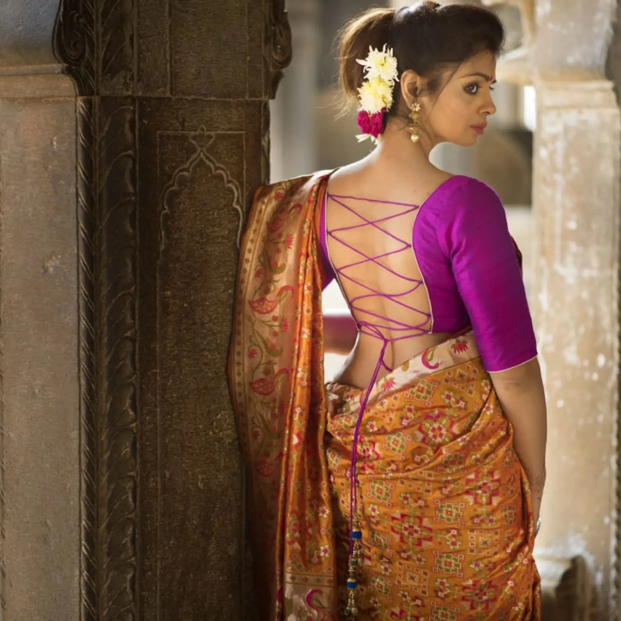 Kshama in Burnt Orange Handwoven Banarasi Silk Patola