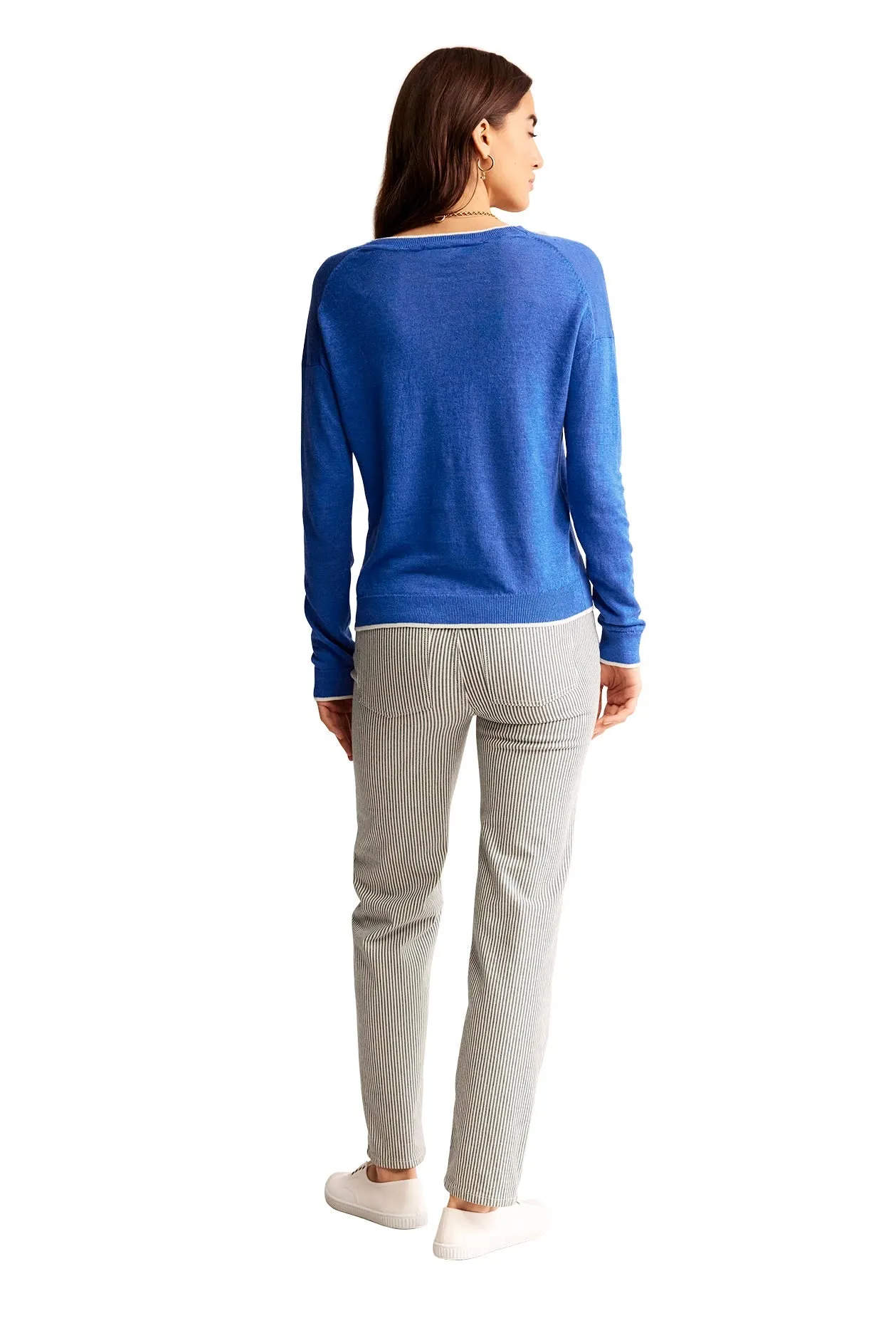 Maggie V-Neck Linen Cardigan-Mariner Blue