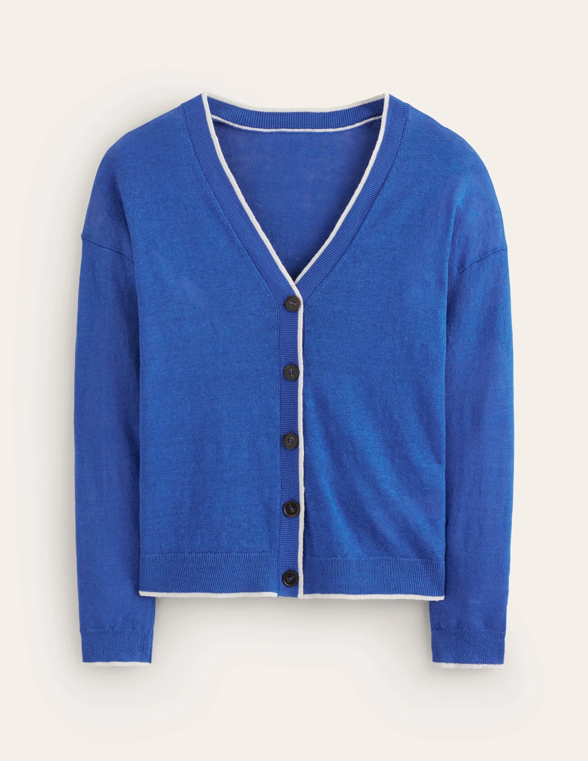 Maggie V-Neck Linen Cardigan-Mariner Blue