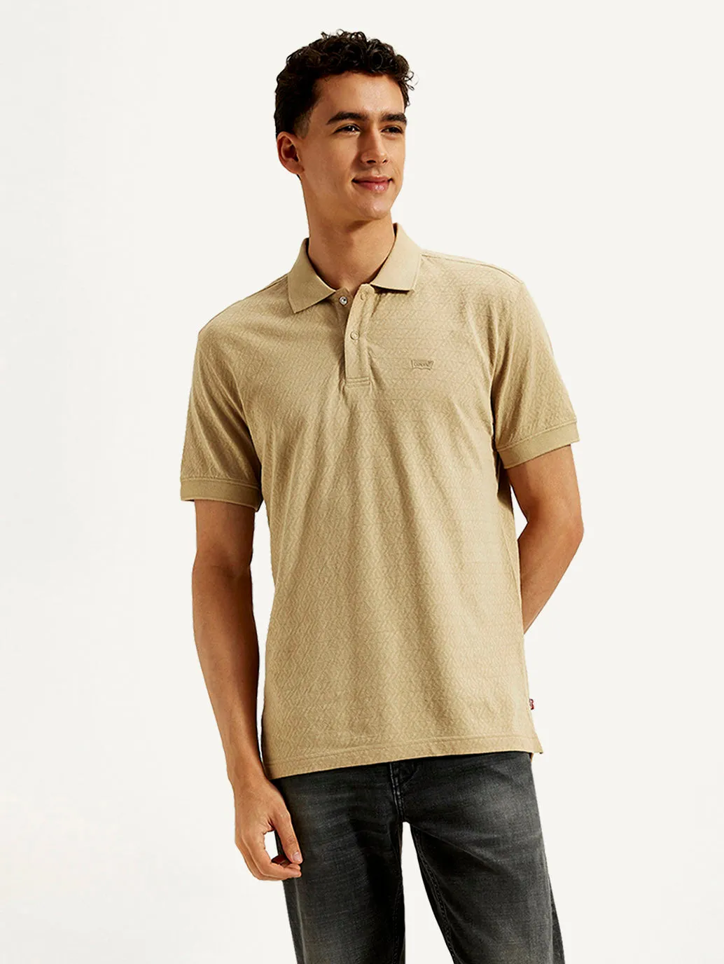 Men's Geometric Slim Fit Polo T-shirt