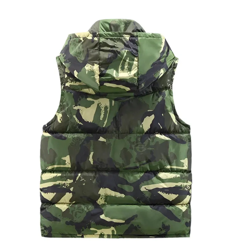 Men’s Hooded Winter Military Style Vest – Waterproof, Thick Warm Sleeveless Jacket, Fashion Casual Waistcoat, Sizes S-5XL