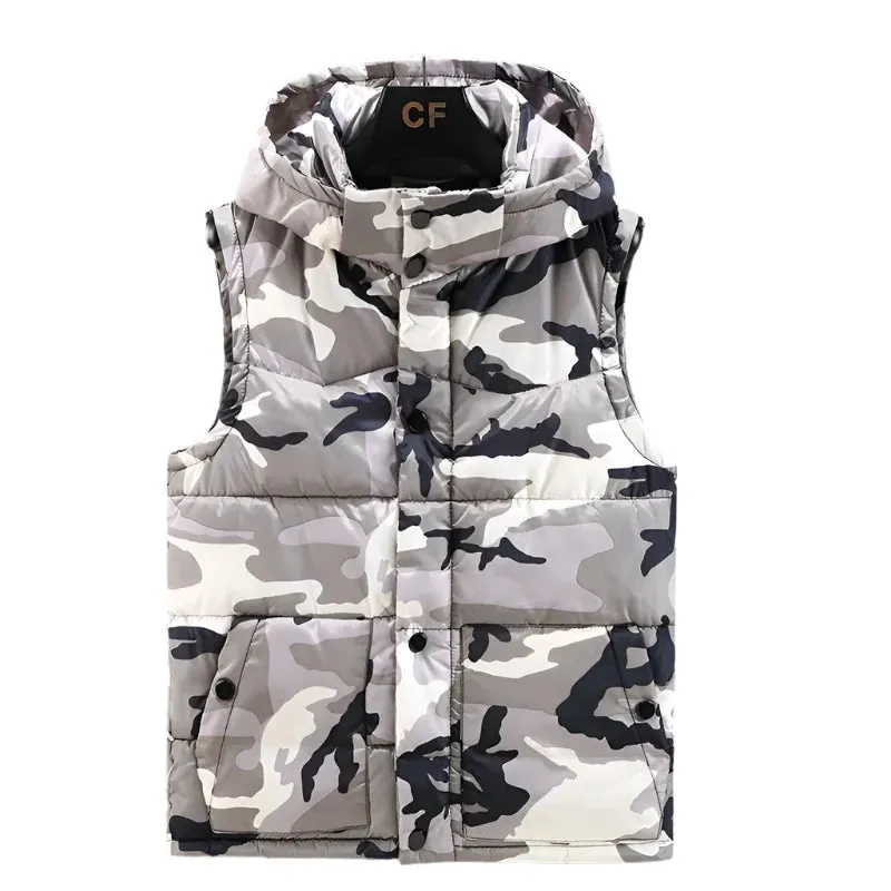 Men’s Hooded Winter Military Style Vest – Waterproof, Thick Warm Sleeveless Jacket, Fashion Casual Waistcoat, Sizes S-5XL