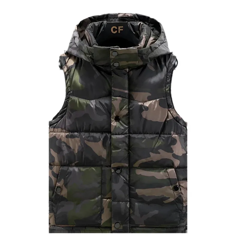 Men’s Hooded Winter Military Style Vest – Waterproof, Thick Warm Sleeveless Jacket, Fashion Casual Waistcoat, Sizes S-5XL