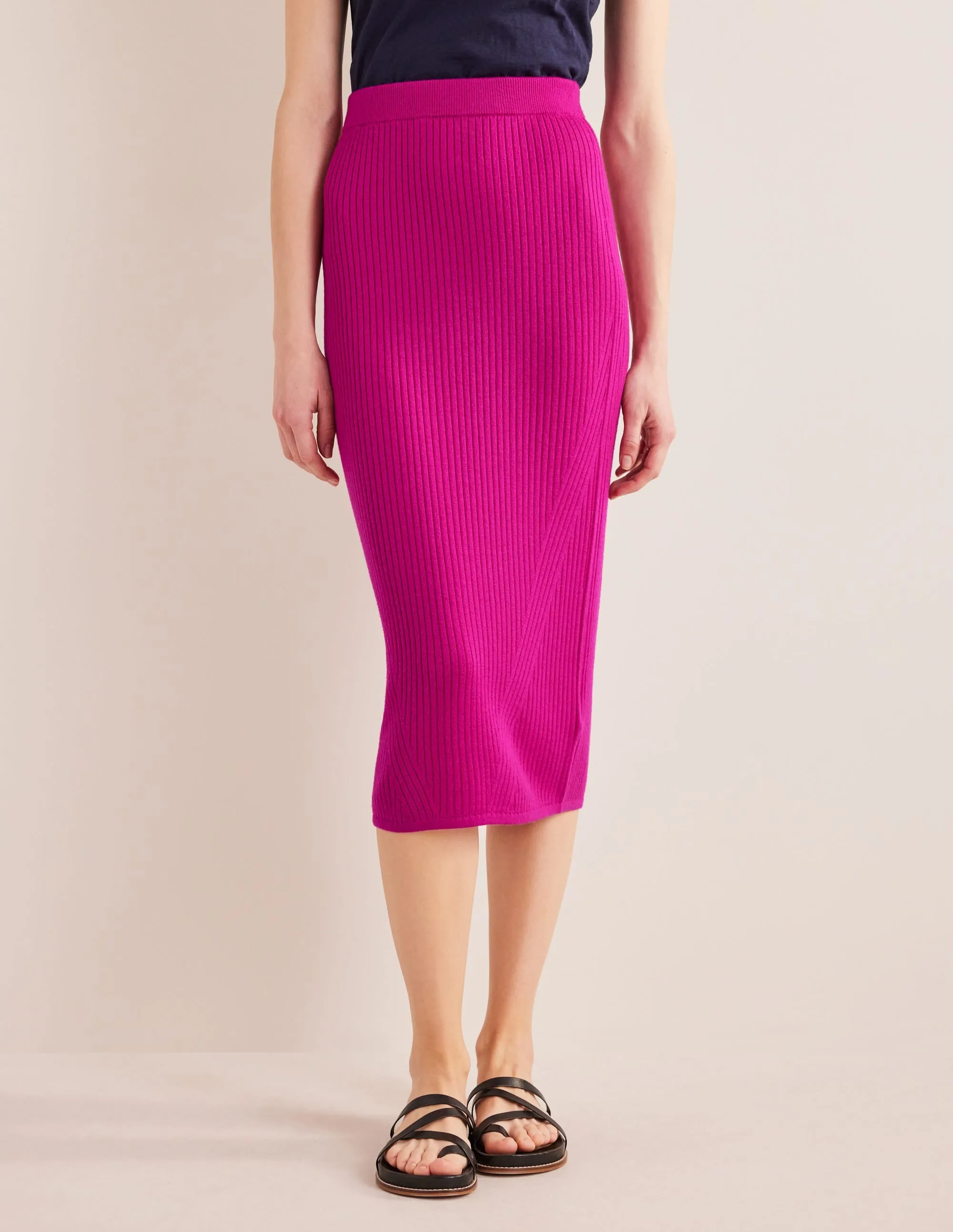 Merino Knit Midi Skirt-Rose Violet
