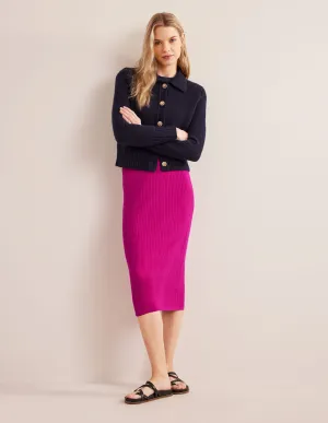 Merino Knit Midi Skirt-Rose Violet