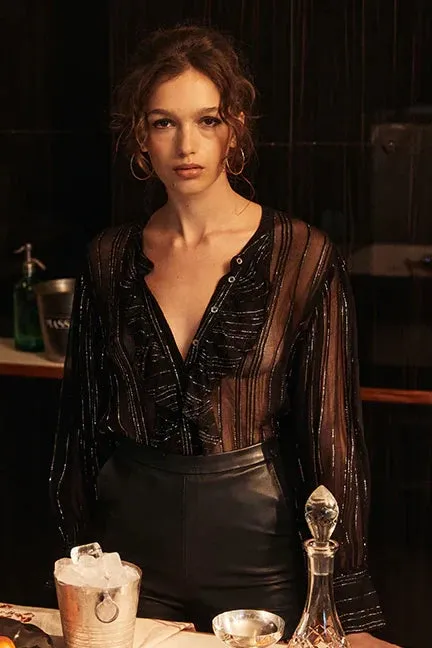 Minelli Blouse | Black / Silver