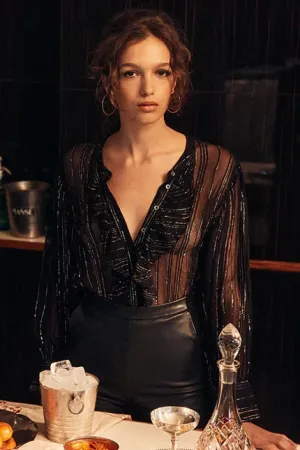 Minelli Blouse | Black / Silver