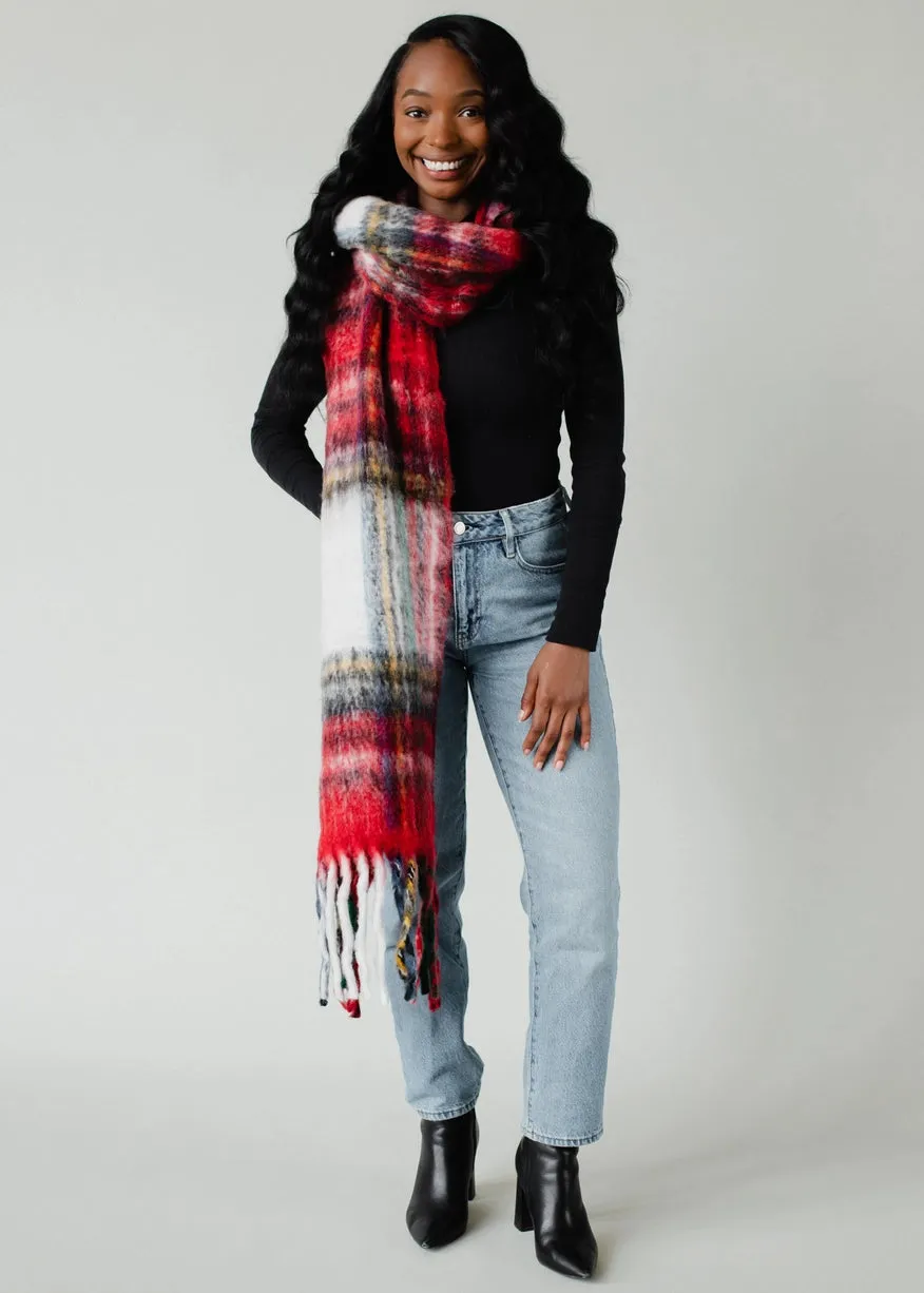 Panache Apparel Co. Red Multicolored Striped Scarf