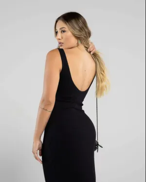 Ribbed Midi Dress Metal