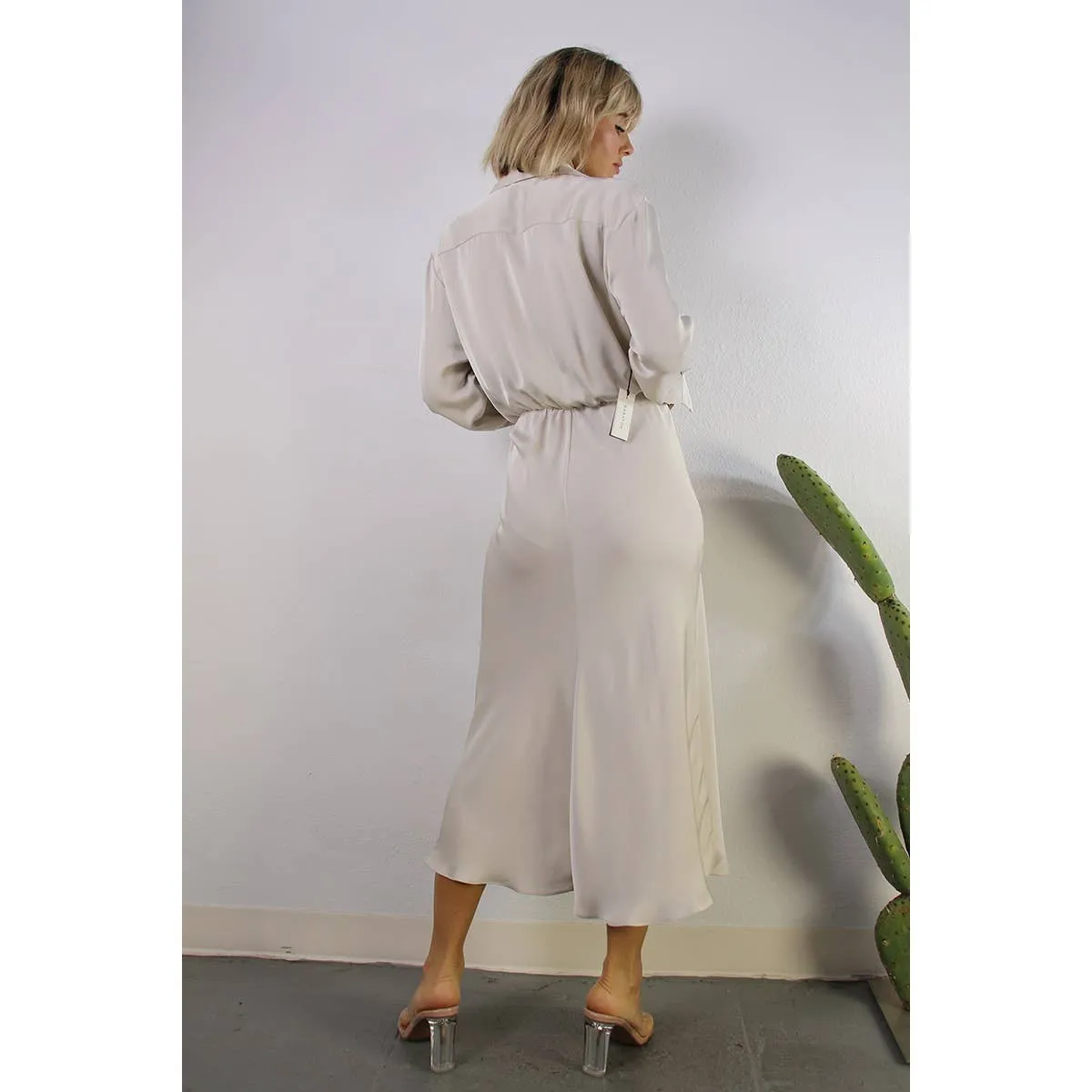 SILKYWAY FRONT TIE SATIN DRESS