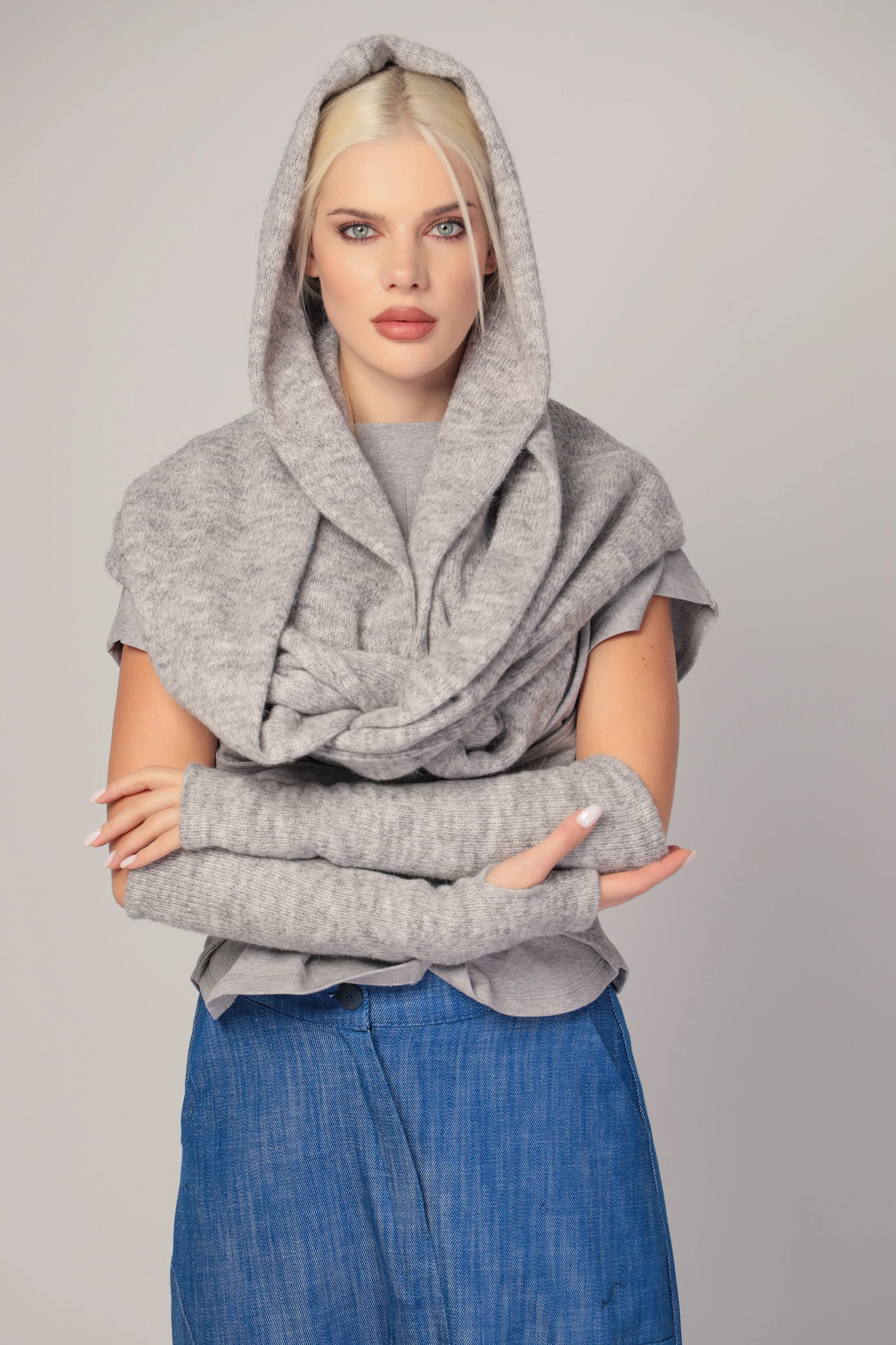 Snood scarf from soft knitted fabric - ETTA