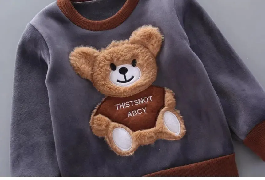 Winter Cartoon Bear Warm Velvet Long Hooded Vest