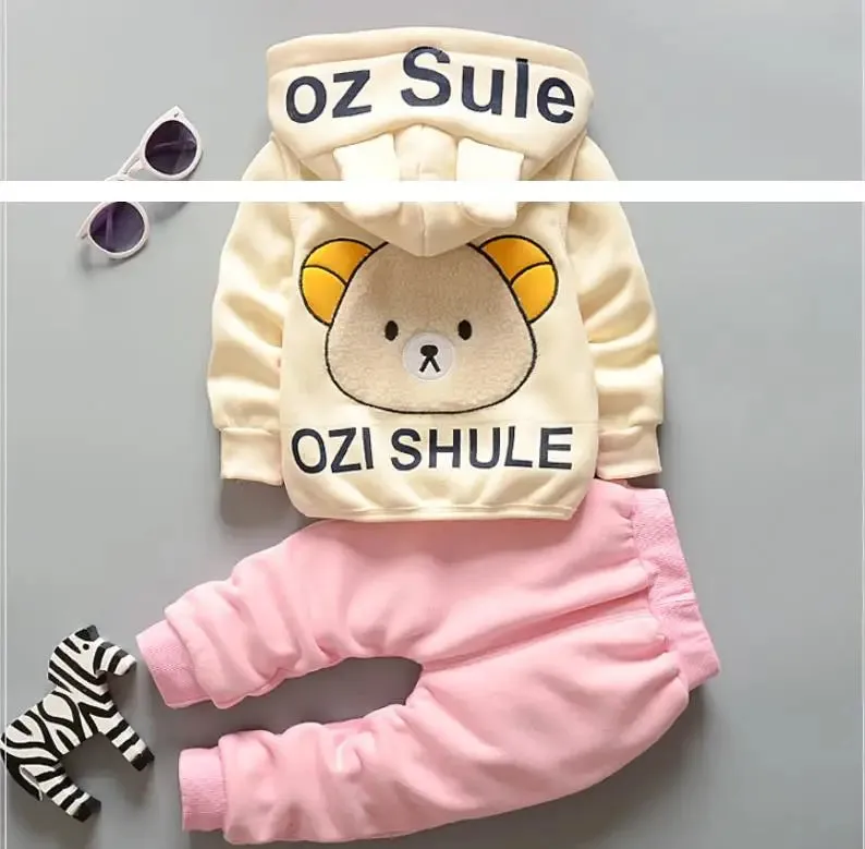 Winter Cartoon Bear Warm Velvet Long Hooded Vest