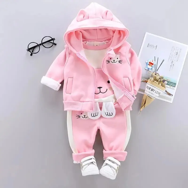 Winter Cartoon Bear Warm Velvet Long Hooded Vest