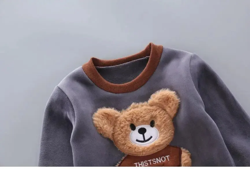 Winter Cartoon Bear Warm Velvet Long Hooded Vest