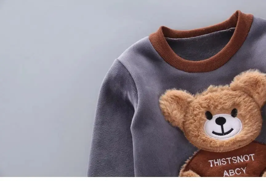 Winter Cartoon Bear Warm Velvet Long Hooded Vest