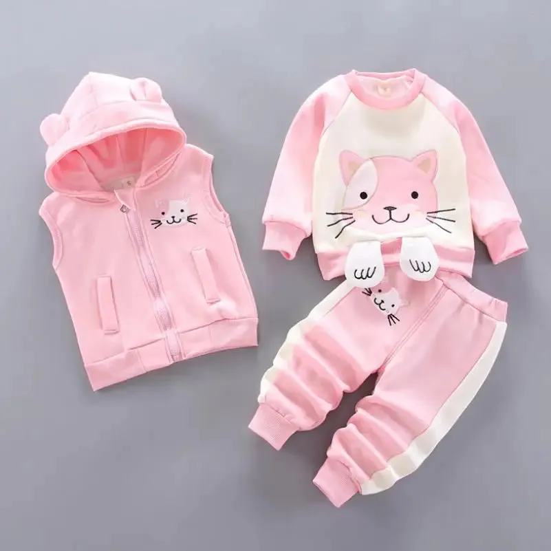 Winter Cartoon Bear Warm Velvet Long Hooded Vest
