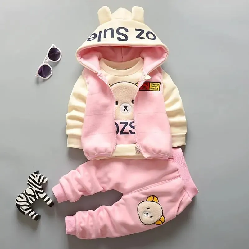 Winter Cartoon Bear Warm Velvet Long Hooded Vest