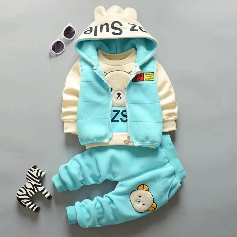 Winter Cartoon Bear Warm Velvet Long Hooded Vest