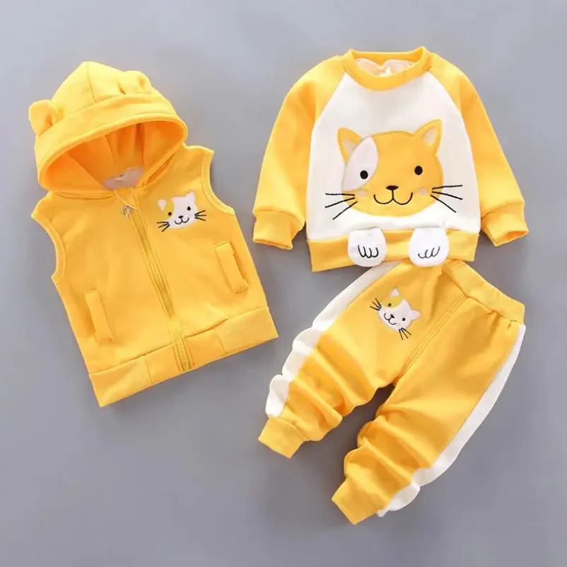 Winter Cartoon Bear Warm Velvet Long Hooded Vest