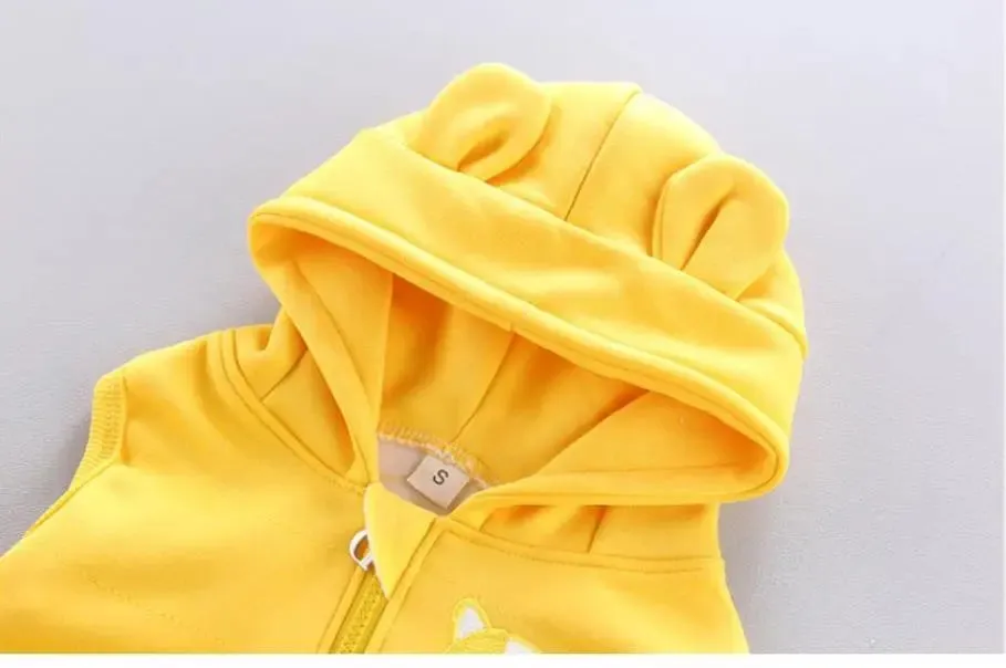 Winter Cartoon Bear Warm Velvet Long Hooded Vest