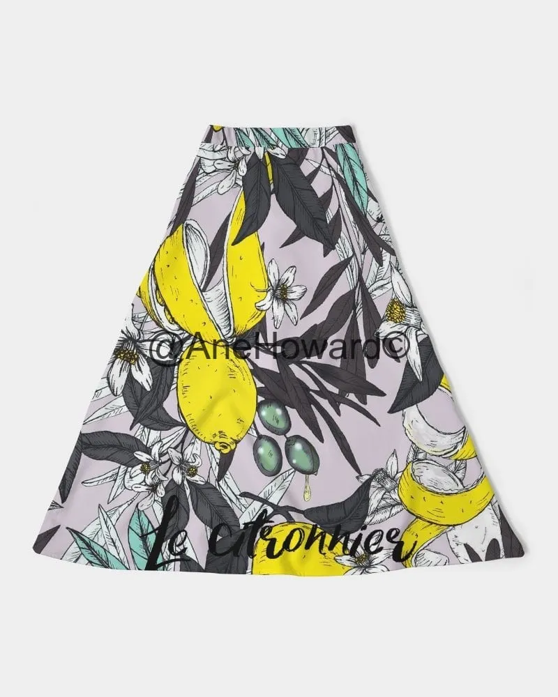 Women's A-Line Midi Skirt Lemon Tree